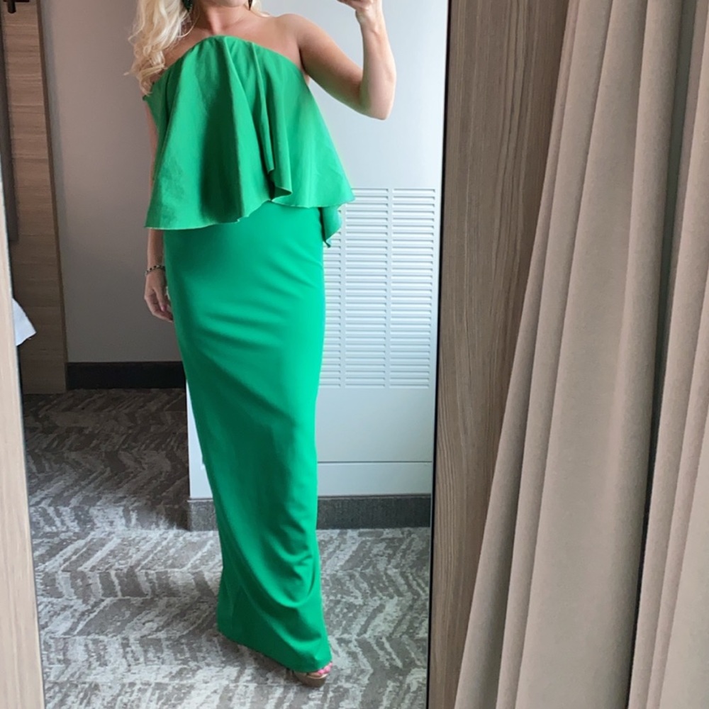 Solace London Liv Ruffle Gown in Green